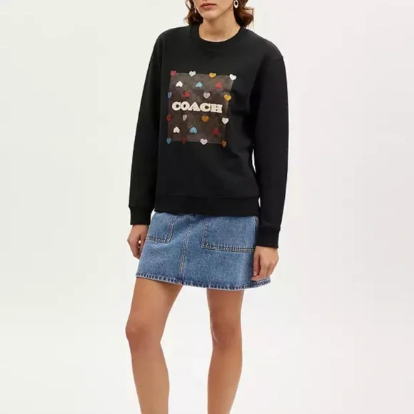 New🖤🤎❤️🤍💛💙Coach Rainbow Heart Signature Crewneck